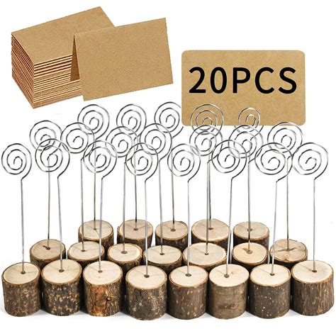 Buy 20 Pack Rustic Wood Place Card Holders Picture Holder Stand Rustic