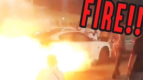 Car Catches Fire After Doing Burnout Youtube