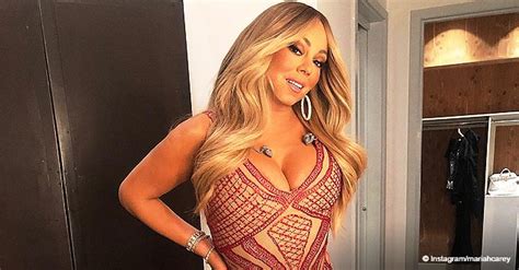 Mariah Carey Flaunts Her Curves In Skin Tight Red Nude Mermaid Dress