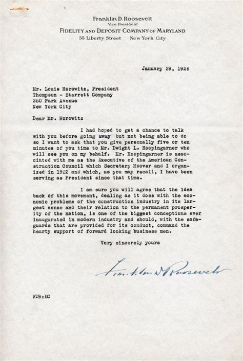 Franklin D Roosevelt Signed Vintage 1926 Typed Letter With Original Envelope Psa Loa