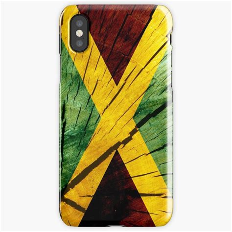 The Jamaica Flag Painted On Wood Iphone Case
