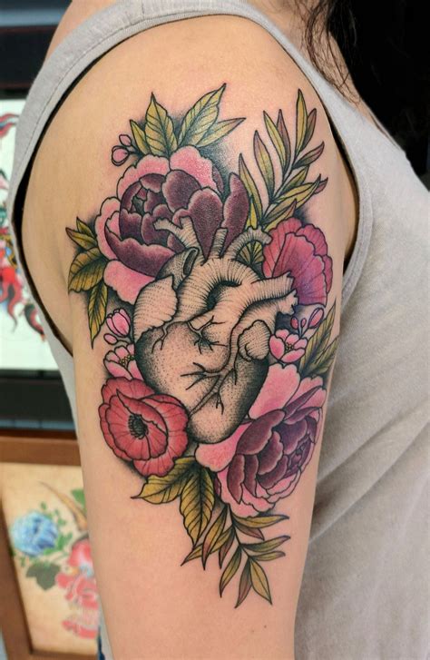 21 Resource To Help You Become Anatomical Heart Tattoo With Flowers