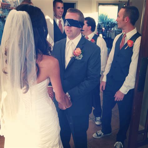 Praying With My Husband To Be Before The Ceremony Blindfolded So He