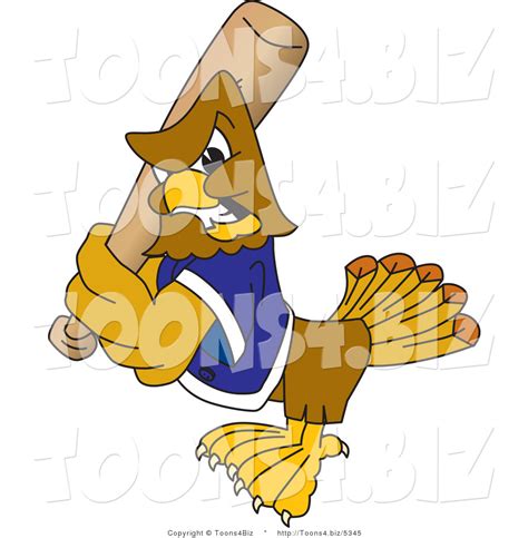 Vector Illustration Of A Cartoon Hawk Mascot Character Baseball Player