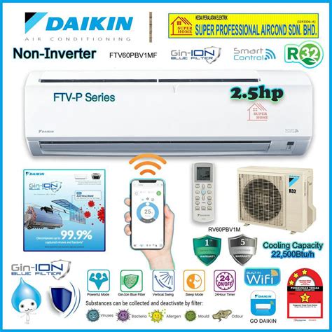 Daikin 2 5hp Non Inverter Air Conditioner FTV60PB RV60PBV1M WiFi