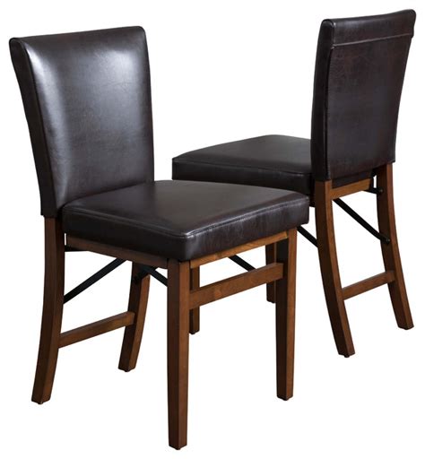 The finesse and impression add to space. Rosalynn Brown Leather Folding Dining Chairs, Set of 2 ...