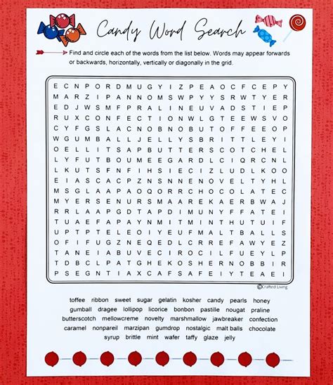 Candy Printable Word Search Food Word Puzzle Party Game Etsy Uk
