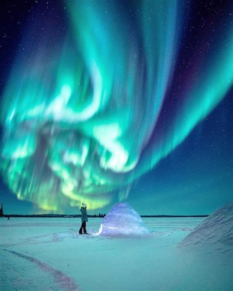 Aurora Borealis Undulating Over Yellowknife Canada Northern Lights