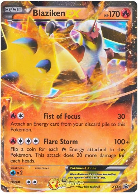 This card is blaziken's big brother who can do 210 damage for two fire and colorless. Blaziken EX - XY Promos #54 Pokemon Card