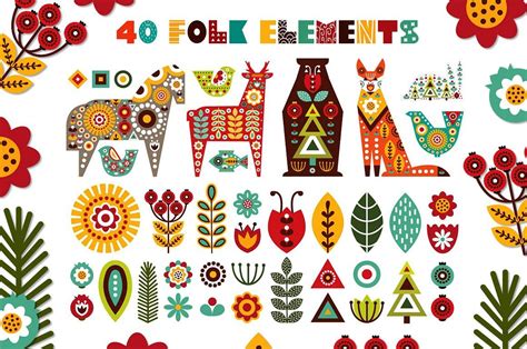 Nordic Animals Folk Kit Modern Folk Art Folk Embroidery