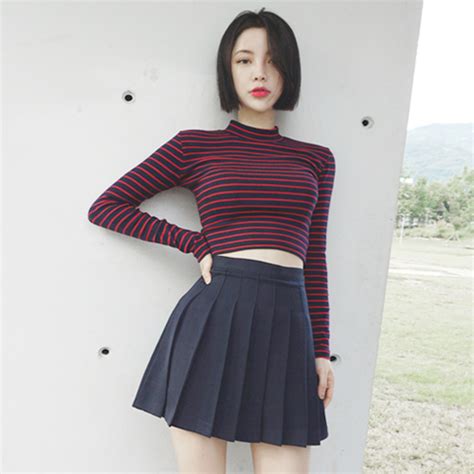 Striped Fitted Mockneck Top Striped Crop Top Girls Crop Tops Fashion