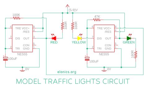 Model Traffic Lights Circuit Using 555 Ic