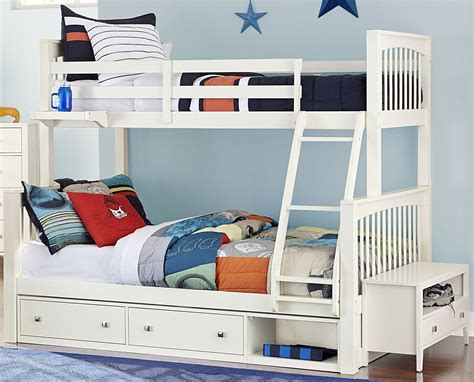 Odyssey space saver loft bunk bed with mattress desk drawer wardrobe storage a nice way to make your kids' room more practical and save some space in the process. Pulse White Twin Over Full Bunk Bed With Storage from NE ...
