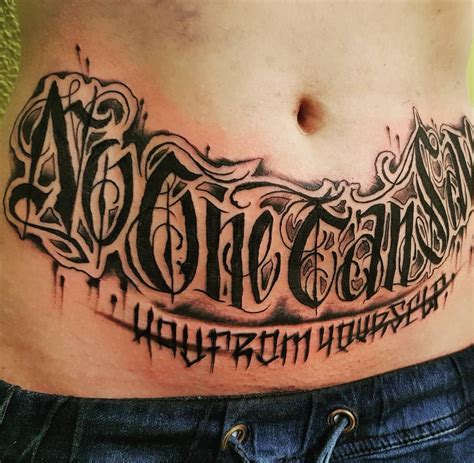 Stomach Tattoo Lettering