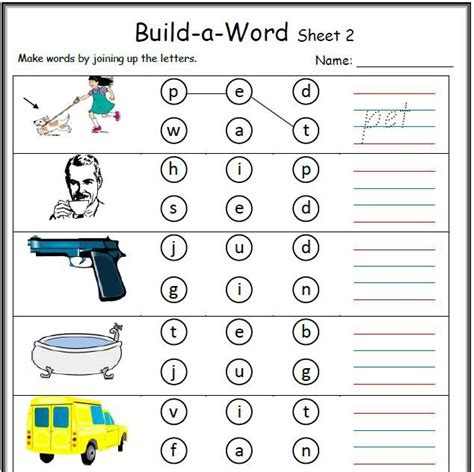 Word Building Worksheets For Kindergarten Worksheets For All Free