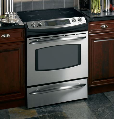 Single ovens are neat and take less space. GE Profile™ 30" Slide-In Electric Range with Trivection ...