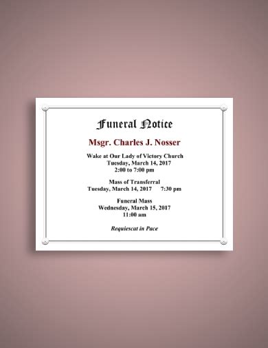 Funeral Notice 10 Examples Format Pdf Examples
