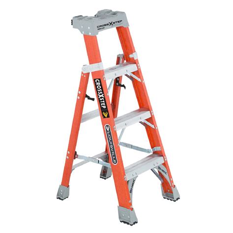 Louisville Ladder 4 Ft Fiberglass Cross Step Ladder With 300 Lb Load