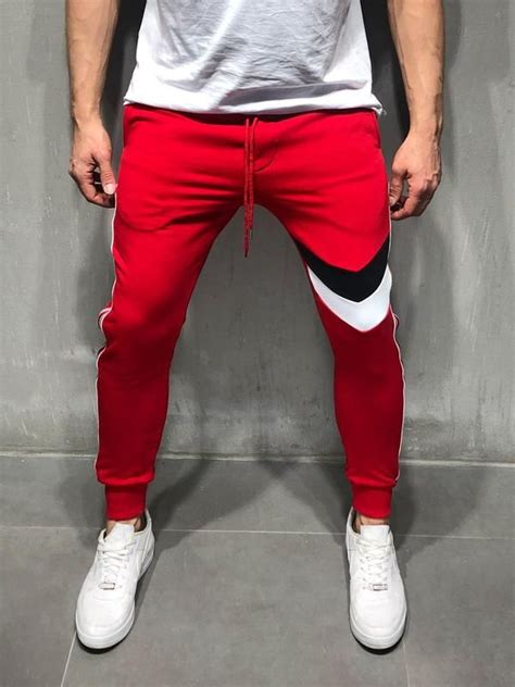 Mens Red Street Style Sweatpants Kjselections Mens Street Style