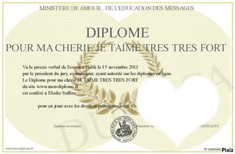 Vous pouvez aussi personnaliser et imprimer le modèle demande de réception de diplôme. Montage photo diplome d amour - Pixiz