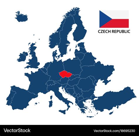Map Of Europe With Highlighted Czech Republic Vector Image