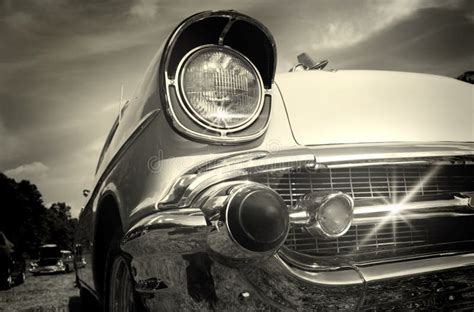 Vintage Car in Black and White Stock Image - Image of hybrid, chrome