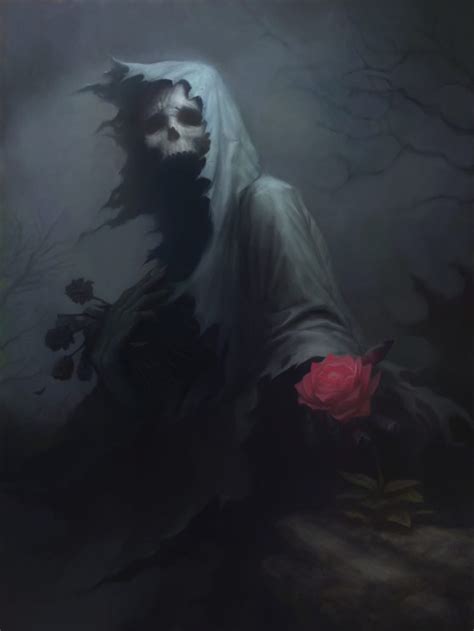 Drawing Death Fantasy Art Rose Skull Dark Wallpapers Hd Desktop