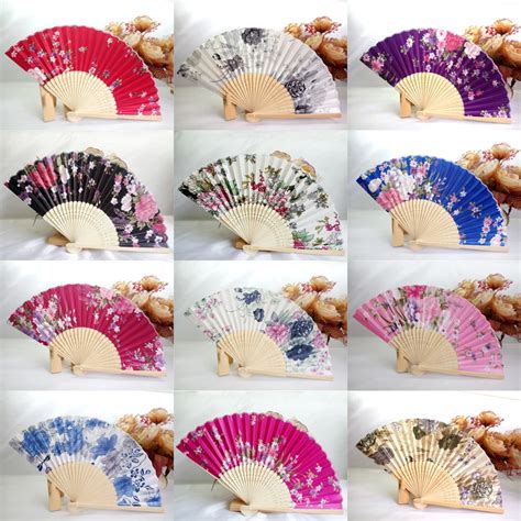 50pcs Silk Wedding Fanjapanese Folding Hand Fanchinese Dance Fans