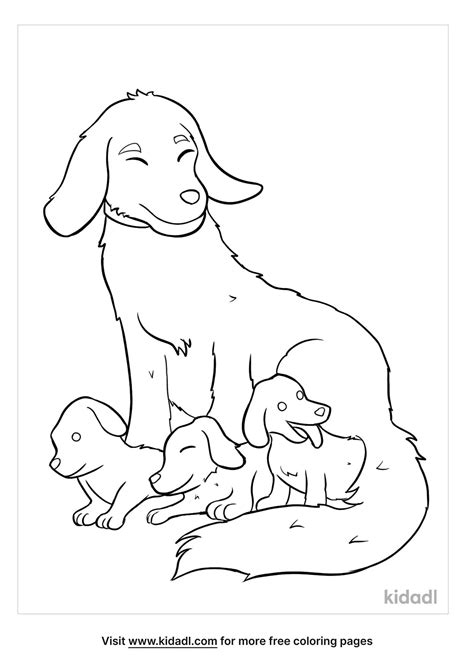Detailed Dogs And Puppies Coloring Page Free Dogs Coloring Page Kidadl
