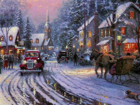 Village Christmas Christmas Cottage Viii By Thomas Kinkade 25½x34