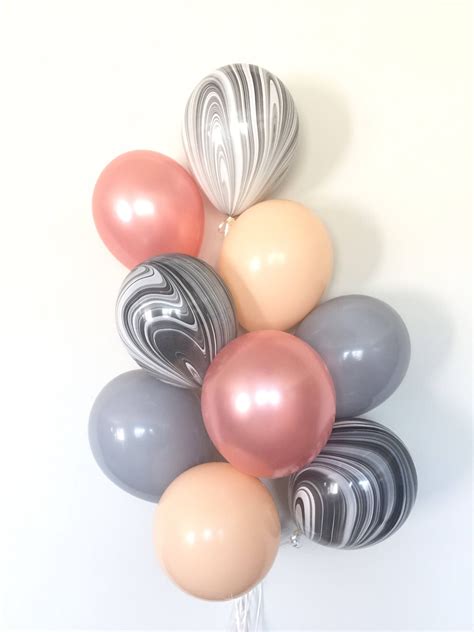 Rose Gold Balloon Bouquet Blush And Gray Balloon Bouquet Etsy In 2021
