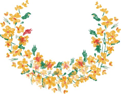 Download Download Free Flower Yellow Watercolor Vector Half Floral ...