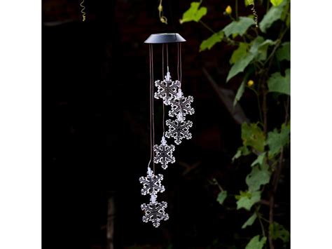 Solar Colorful Snowflake Wind Chimes Outdoor Led Changing Light Color