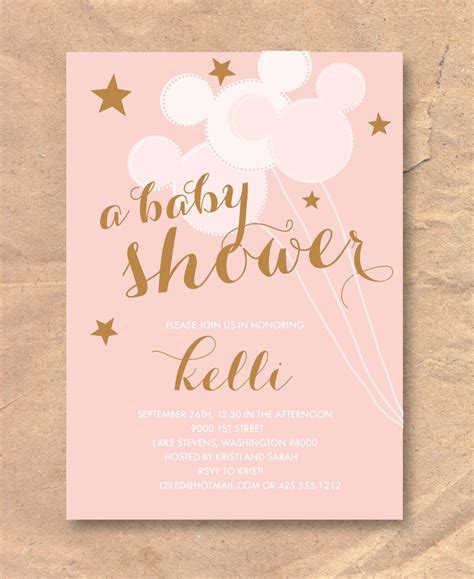 Printable Disney Baby Shower Invitation Mickey Balloons Etsy