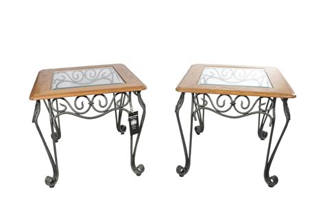 Glass Wood Wrought Iron Coffee Table And End Tables Make A Home Furnishings