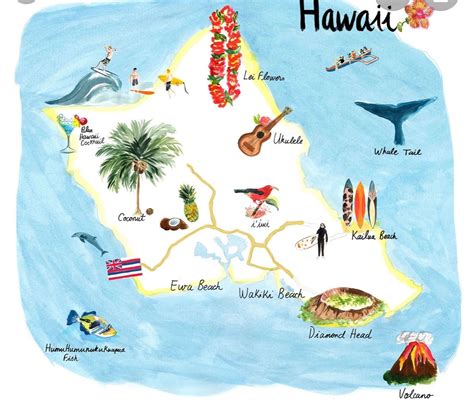 Pin By Pineapple Mulu On Illustrated Maps And Places Map Of Hawaii