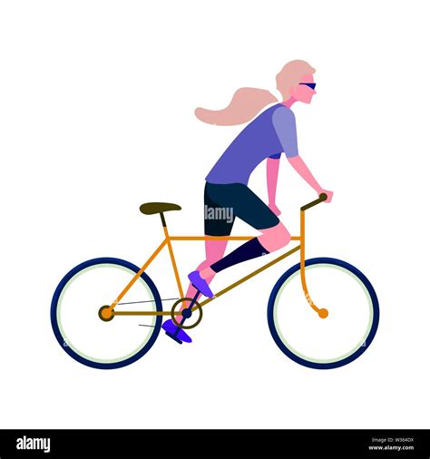 Woman Riding Bicycle Activity Image On White Background Vector
