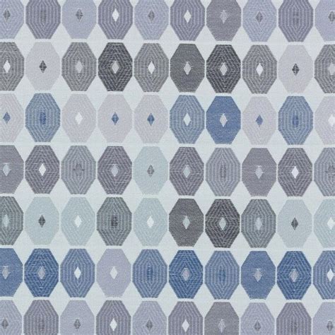 Navy Blue Grey Upholstery Fabric Geometric By Popdecorfabrics