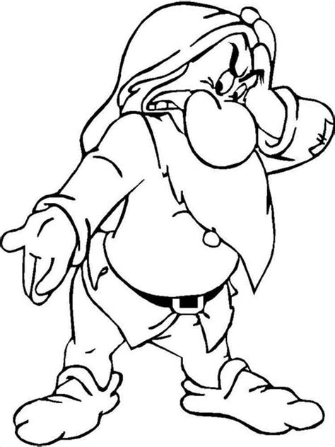 Grumpy Seven Dwarfs Coloring Pages Sketch Coloring Page