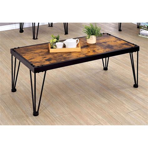 Furniture Of America Duvall Industrial Coffee Table Burnt Wood
