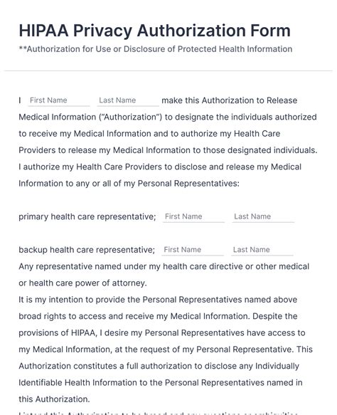 Hipaa Privacy Authorization Form Template Jotform