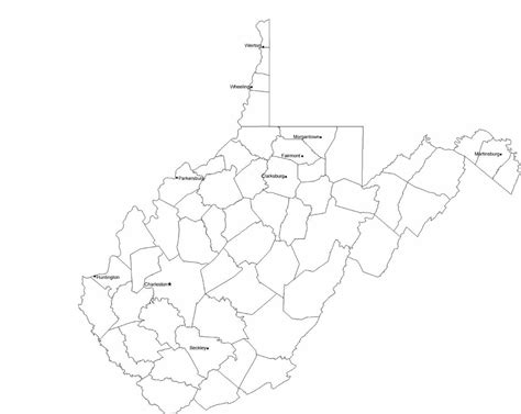 Map Of West Virginia Cities With City Names Free Download
