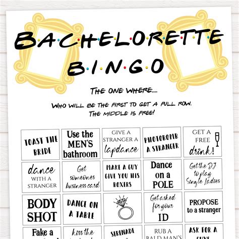 Rose Gold Bachelorette Party Bingo Friends Printable Games