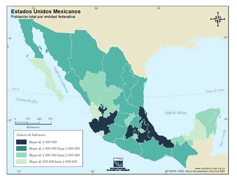 Mapa para imprimir de México Mapa de población de México INEGI de México Mapas Interactivos