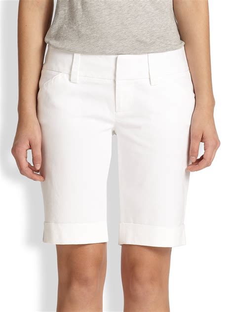 Lyst Alice Olivia Cuffed Bermuda Shorts In White
