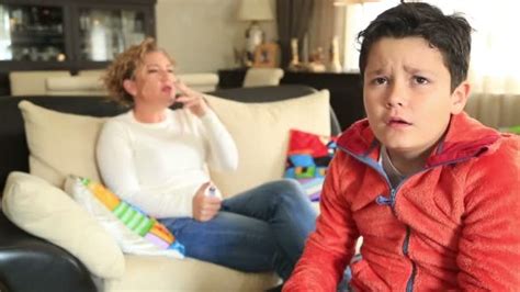 Mother Smoking Near Her Coughing Child — Stock Video