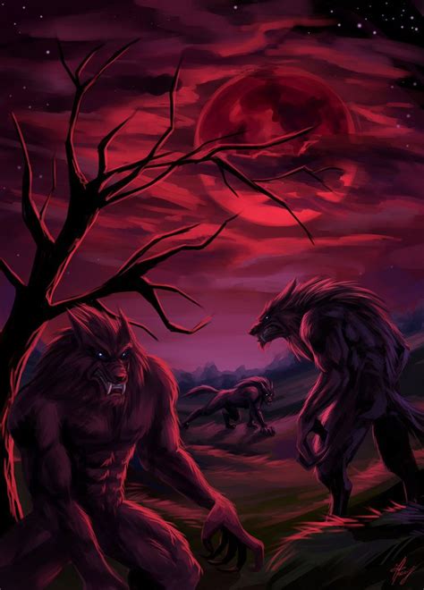 When The Moon Shines Red By Anariel27 On Deviantart Werewolf Art Vampires And Werewolves