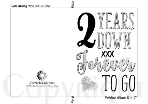 2nd Wedding Anniversary Card Printable For Husband 2 Year Etsy