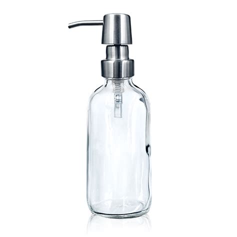 8oz glass boston lotion bottle with stainless steel pump for shampoos high quality glass boston
