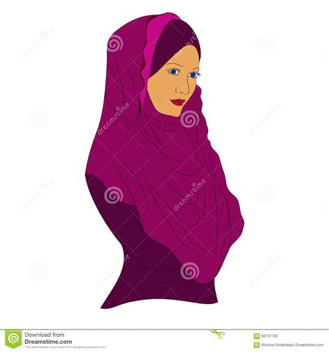 Muslim Girl Dressed In Colored Hijab Stock Vector Illustration Of
